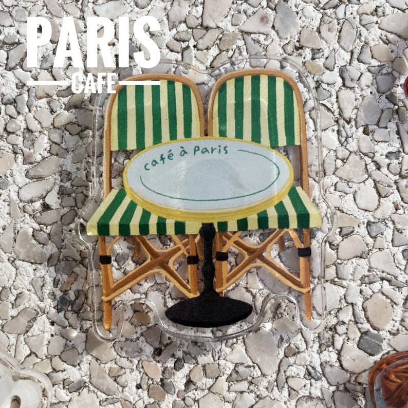 Imán de ilustración de París, Imán de nevera, Café de París, Croissant, Café, Artículos de decoración del hogar imagen 2