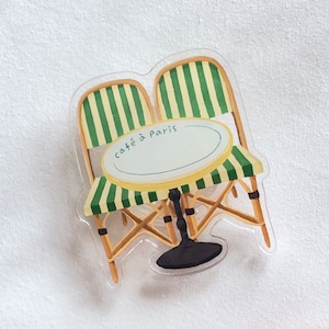 Parisian Cafe Phone Grip Holder: Acrylic MagSafe Kindle Stand