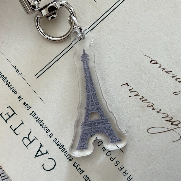 Paris Illustration Key Ring, Keychains, Eiffel Tower, AirPods Accessories, Paris Dessert Illustration