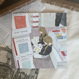 Paris Illustration Postcard - 13.5 X 13.5 cm, Paris Illustration, Paris Park, Wall Poster, Fromagerie, Paris Street, Paris Bookstore