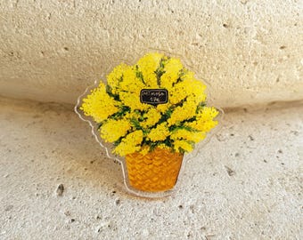 Mimosa Phone Grip Holder: Flower, Paris Illustration, Acrylic MagSafe
