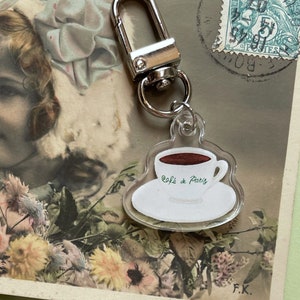 Paris Illustration Key Ring, Keychains, Paris Cafe, Coffee, AirPods Accessories, Paris Dessert Illustration