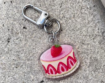Paris Illustration Keychain: Fraisier Dessert, Acrylic AirPods Accessory
