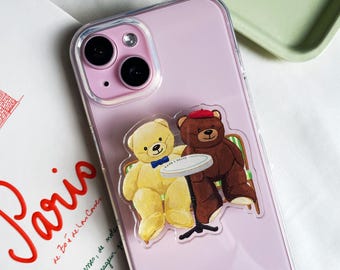 Paris Bears Phone Grip: Acrylic MagSafe/Kindle Holder