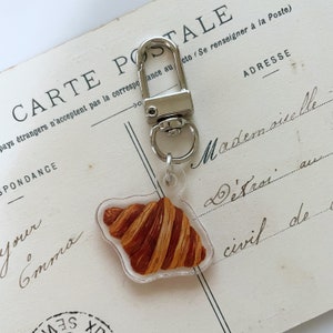 Illustration de Paris Porte-clés, Porte-clés, Croissant, Baguette, Pain au chocolat, Tour Eiffel, Accessoires AirPods, Illustration d&#39;un dessert parisien