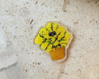 Mimosa Flower Acrylic Magnet, Paris Illustration, Refrigerator Decor