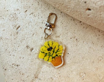Paris Illustration Keychain: Acrylic Mimosa Flower