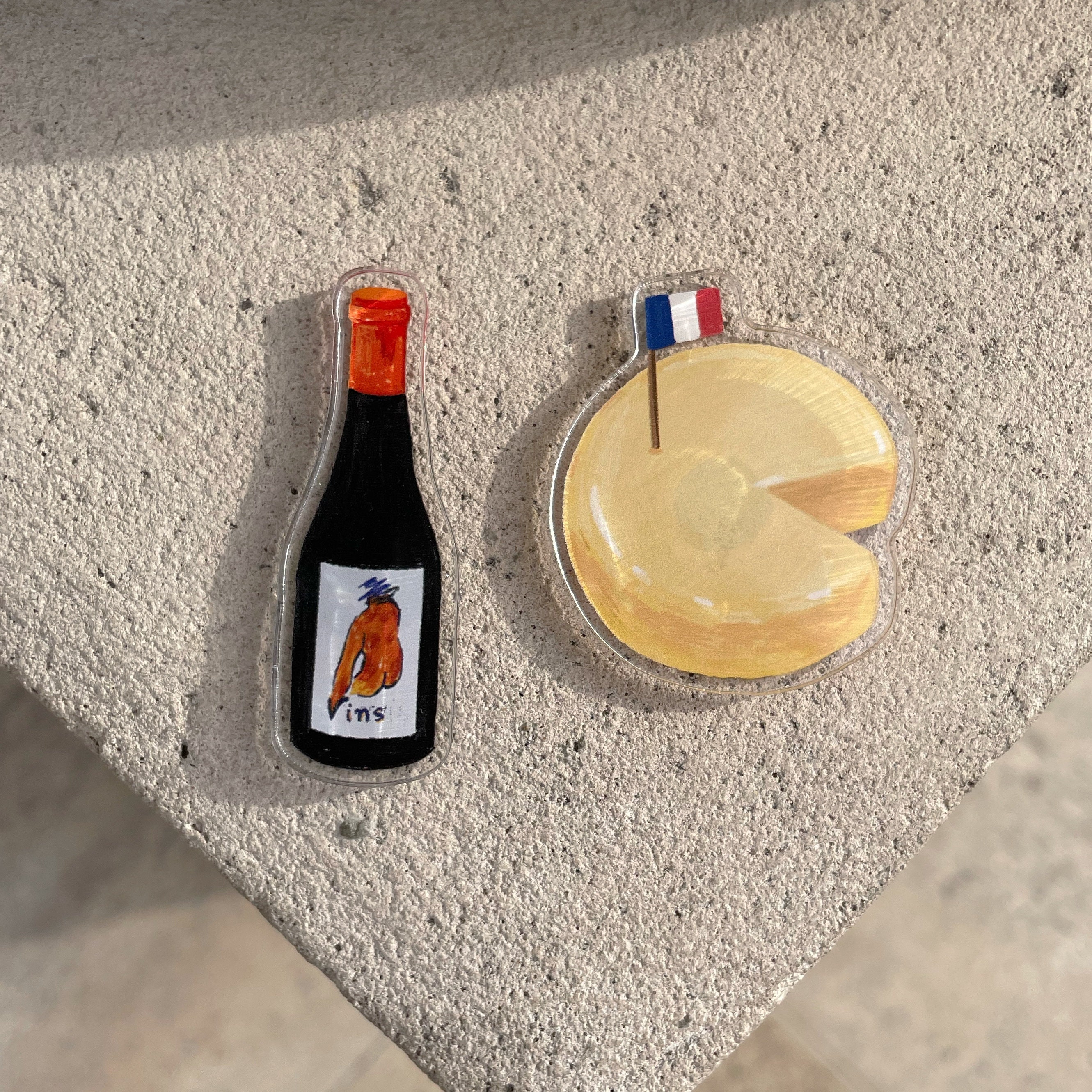 Paris Illustration Magnet: Wine and Cheese Acrylic Fridge Magnet