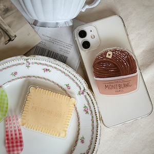 Paris Illustration Phone Grip Holder: Butter Cookie Design, MagSafe or Adhesive