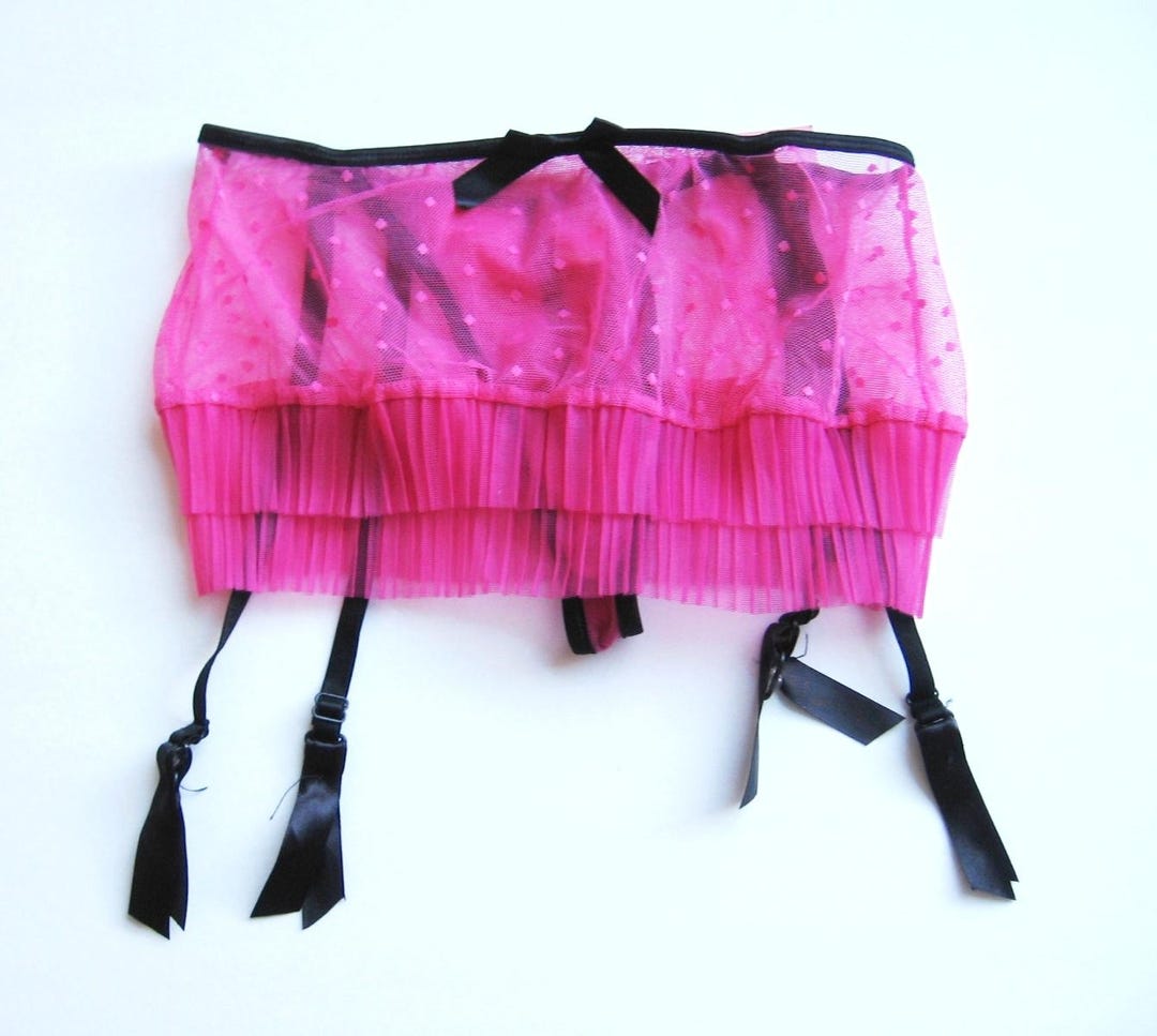 A0311 Native Intimates NEW Berry Hearts Pleated Mesh Skirt Removable ...
