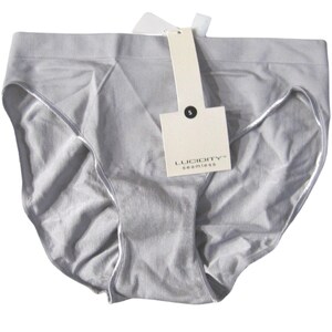 May include: Gray seamless underwear with a white tag that says "Lucidity Seamless" and a size "S" on it.