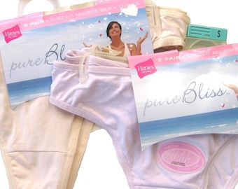 Vintage Hanes Her Way NEW Women's Pure Bliss Sueded Microfiber Thong 2-Pair Small Medium