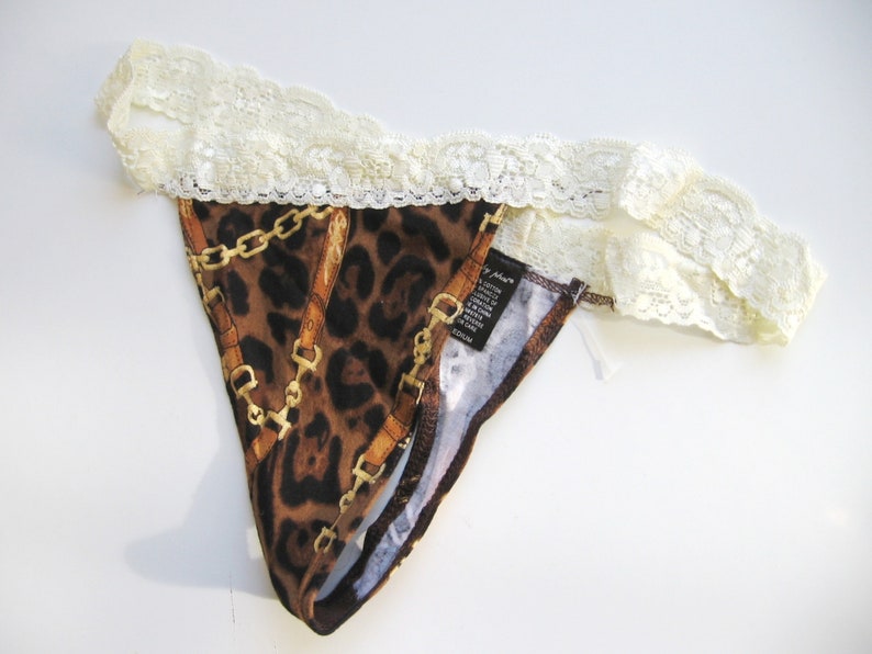 Baby Phat NIEUW Set van ivoorkleurig katoen en kant met dierenprint en kanten randje M afbeelding 6