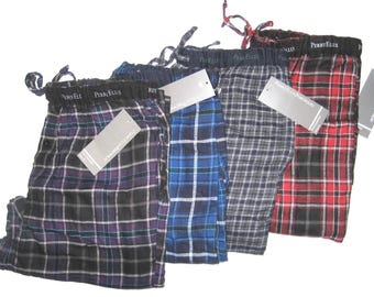 PERRY ELLIS NEW Men&#39;s Plaid Elastic Drawstring Waistband Flannel Lounge Pants Large