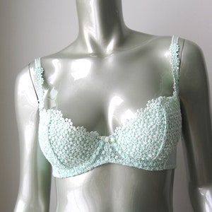Felina Lingerie NEW Mint Embroidered Eyelet Lace Soft Ryon Underwired Molded Bra 34C