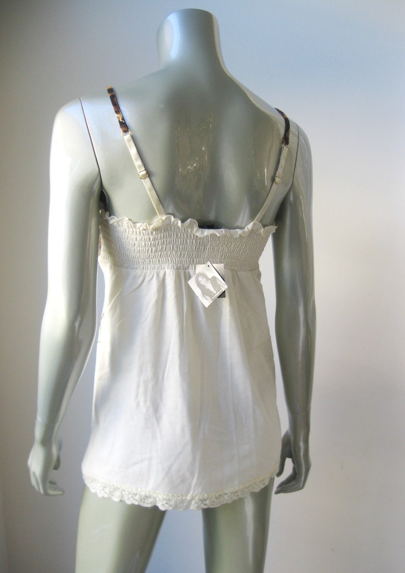 Baby Phat NIEUW Set van ivoorkleurig katoen en kant met dierenprint en kanten randje M afbeelding 4