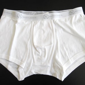 Nautica Jeans Men&#39;s White Contour Pouch Logo Sports Waistband Knit Trunk L