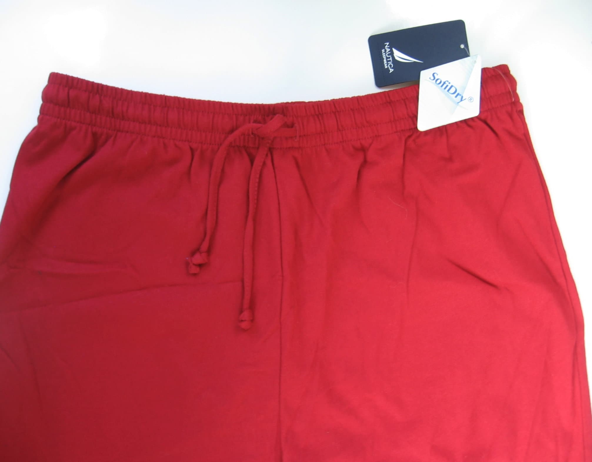 Nautica Sleepwear NEW Men's Red Sofidry Elastic Waistband Cotton Blended  Knit Sleep Shorts Medium 