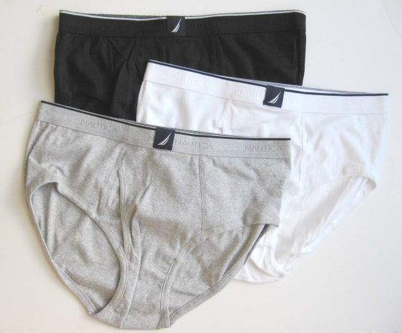 Nautica Men's Vintage Classic Underwear Functional Fly Tagless Pure Stretch  Cotton Briefs 