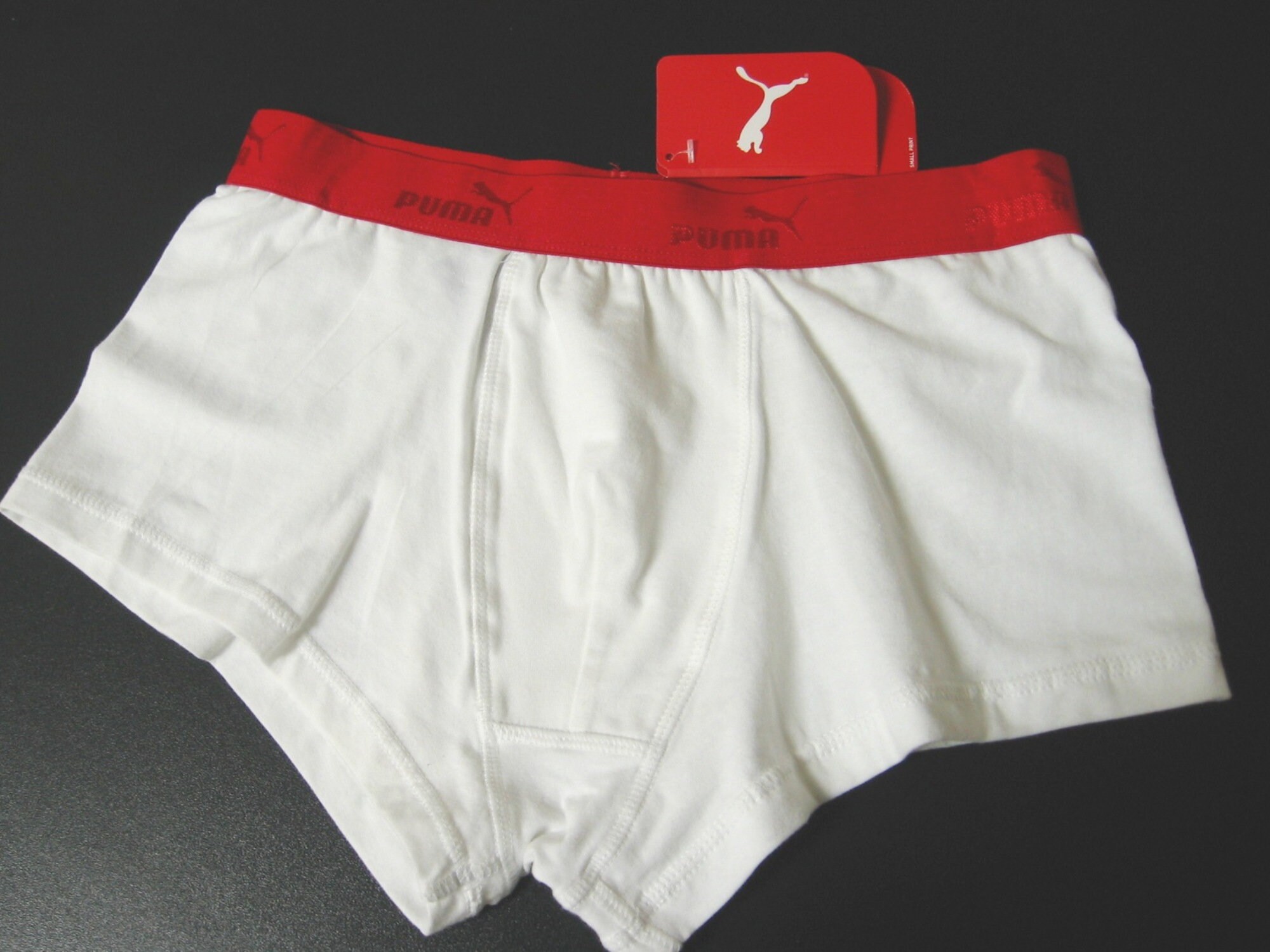 Puma NEW Men s White Daily Cotton Lycra Red Logo Sport Waistband