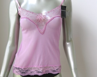 Rampage Intieme NIEUWE Lilac Sheer Chiffon Mesh Pailletten Butterfly Verfraaiing Tank Top Camisole en Thong Set Small