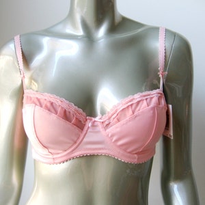JLo Lingerie NEW 123437 Pink Satin Mesh Lace Velvet Insertion Contour Underwired Bra 34C
