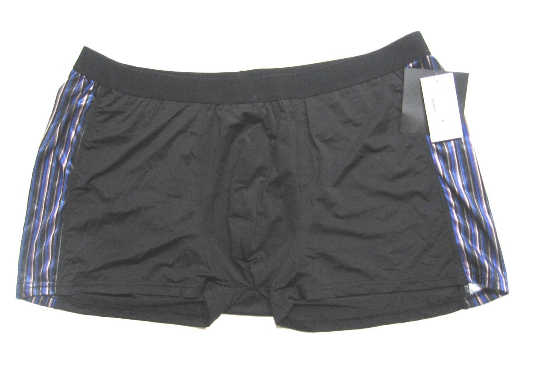 Intimo NEW Men's Side Stripes Logo Waist Contour Black Silky Trunk ...