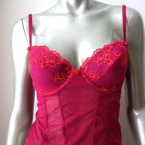 Gilligan & O&#39;Malley NEW Berry Sheer Mesh Embroidered Build-in UW Bra Cami Tank 36B
