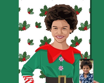 Custom Christmas Elf Print, Boy Elf, Personalized Christmas Gifts, Kids Christmas Gift, Grandparent Christmas Gifts, Elf Hat