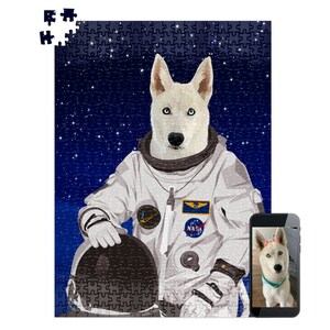 Custom Dog Puzzle, Space Dog, Custom Dog Portrait, Cartoon Pet Portrait, Custom Puzzle From Photo, Personalized Jigsaw Puzzle, Pet Puzzle