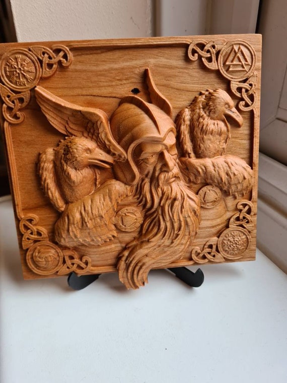 Odin's Viking Woodcraft: Norse Home Decor, Wood Carved Wall Decor