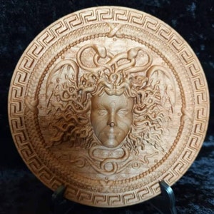 Medusa - Greek Mythology - Greek gods - wood carved