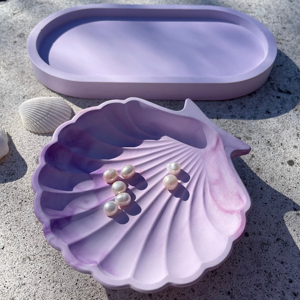 Shell Tray PURPLE with purple marble effect Trinket Tray Decorative Tray Small Tray for Jewelry