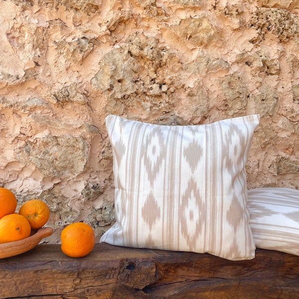 Ikat pillow case BEIGE Mallorca fabric
