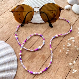 Purple Sunglass Chain Accessoires Mask Holder Chain for Glasses Shells Freshwater Pearls Mask Strap Gift Idea Jewellery Bild 2