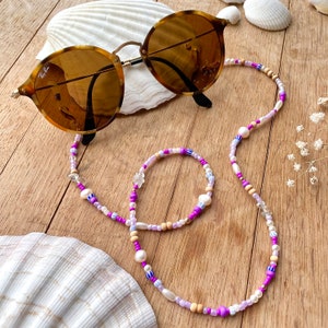 Purple Sunglass Chain Accessoires Mask Holder Chain for Glasses Shells Freshwater Pearls Mask Strap Gift Idea Jewellery Bild 1