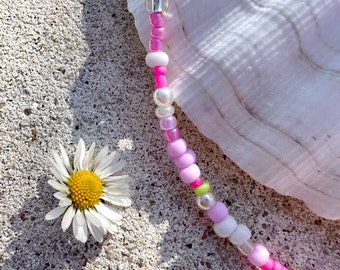 Perlenkette CHERRY BLOSSOM in Pastellfarben Choker größenverstellbare Halskette Süßwasserperlen Schmuck Geschenk für sie Pinke Kette
