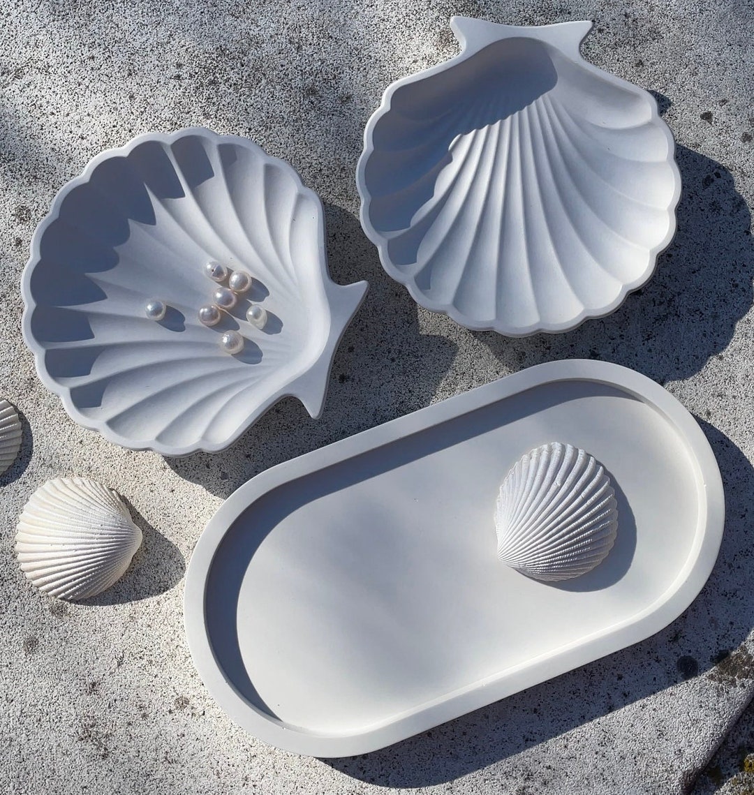 Shell Tray WHITE Trinket Tray Decorative Tray Jewelry Storage Small ...