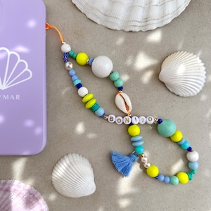 Łańcuszek do telefonu komórkowego Naszyjnik z pereł BONITO Personalizowane akcesorium do telefonu komórkowego w neonowych kolorach Kolorowy łańcuszek do telefonu komórkowego Zawieszka do telefonu komórkowego lato