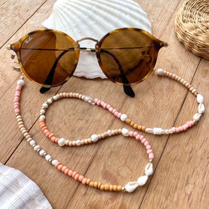 Sunglass Chain Accessoires Mask Holder Chain for Glasses Shells Freshwater Pearls Mask Strap Gift Beige Natural Tones Bild 5