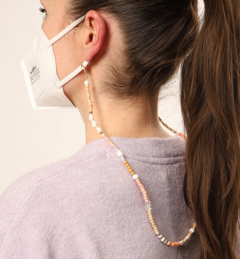 Sunglass Chain Accessoires Mask Holder Chain for Glasses Shells Freshwater Pearls Mask Strap Gift Beige Natural Tones Bild 10