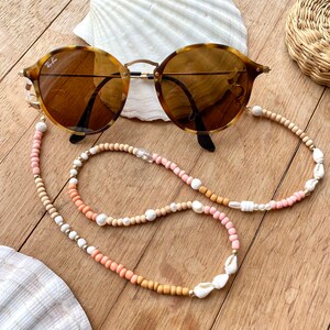 Sunglass Chain Accessoires Mask Holder Chain for Glasses Shells Freshwater Pearls Mask Strap Gift Beige Natural Tones Bild 8