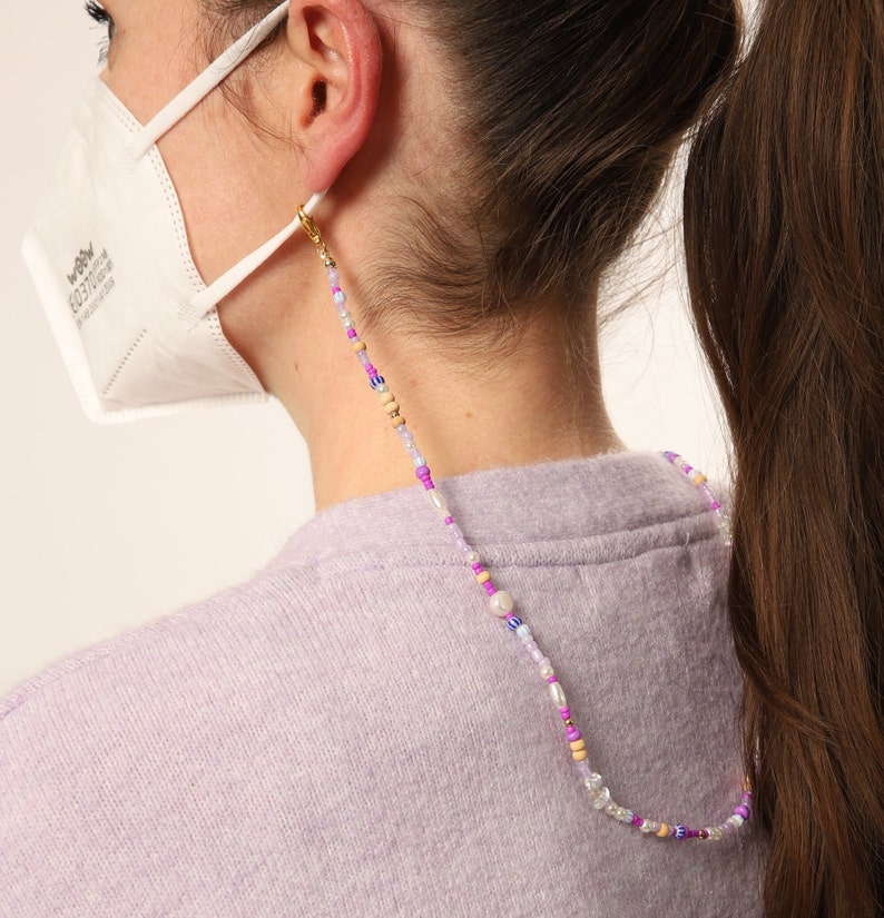 Purple Sunglass Chain Accessoires Mask Holder Chain for Glasses Shells Freshwater Pearls Mask Strap Gift Idea Jewellery Bild 10