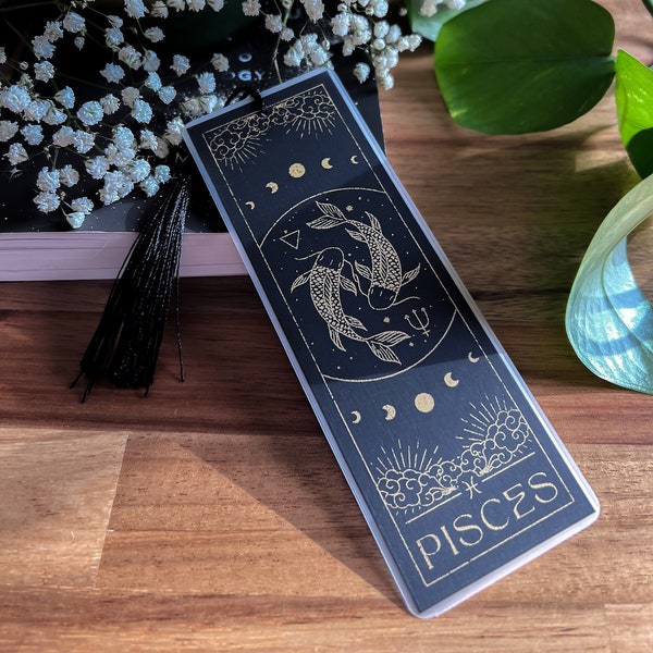 Matte Pisces Zodiac Bookmark With Tassel