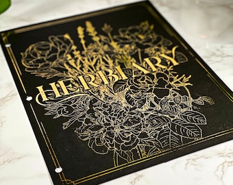 Gold Foil Herbiary Title Page for Grimoire/ Book Of shadows 8.5 x 11 (letter size)