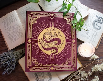 Celestial Snake Handmade Book of Shadows - Burgundy & Gold Binder