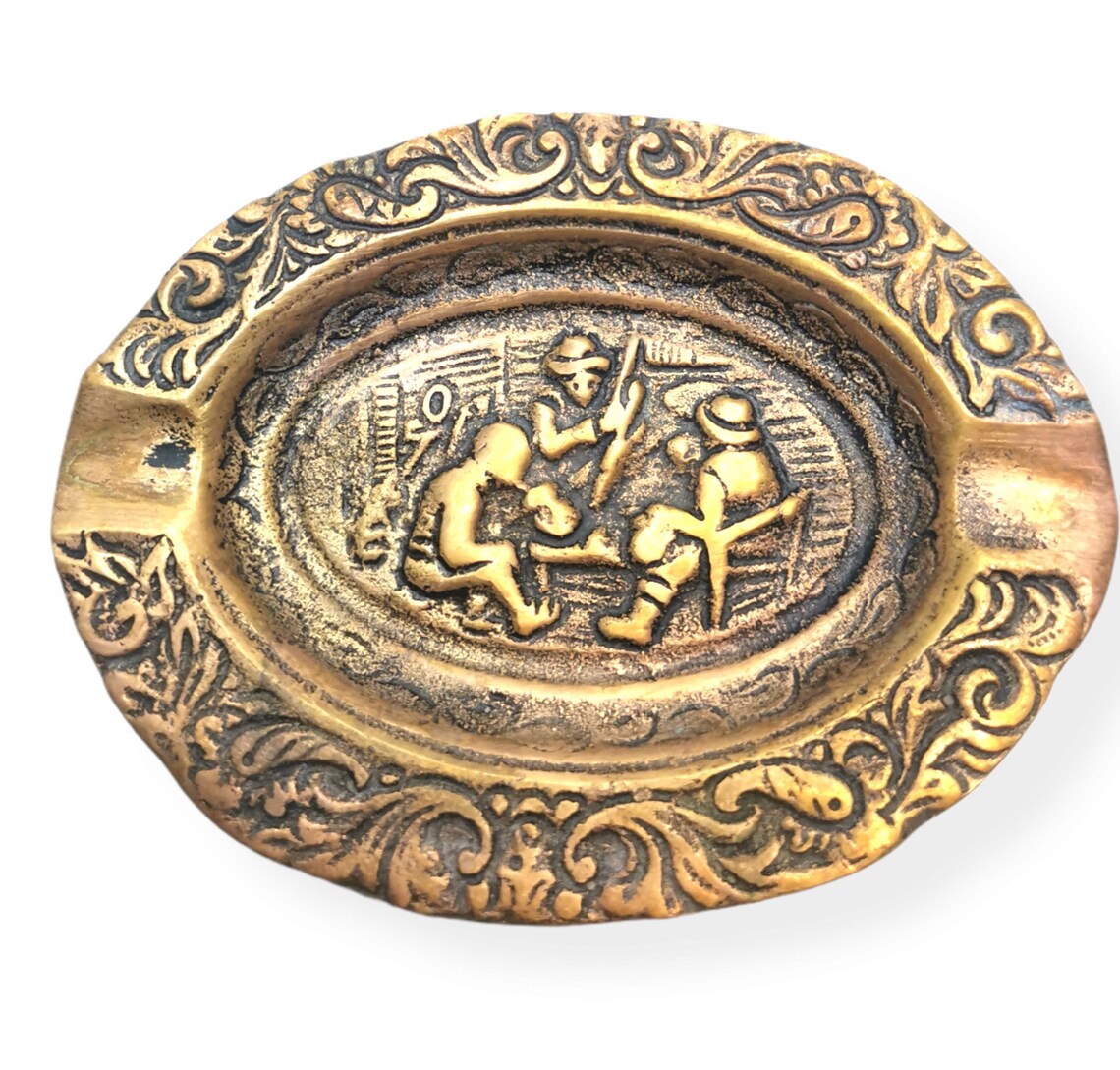 Vintage brass ashtray /ornate retro brass ashtray Etsy