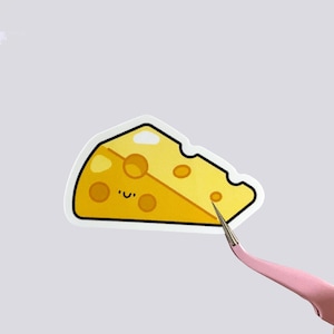 Cheese Sticker – Cute Kawaii Cheese Slice Vinyl Sticker, Fun Snack Food Sticker, Cartoon Dairy Sticker for Journal, Laptop, Water Bottle
