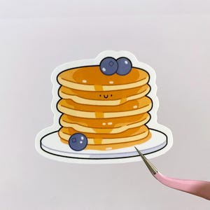 Pancake Sticker – Cute Kawaii Breakfast Vinyl Sticker, Stack of Pancakes with Syrup, Fun Food Sticker for Laptop, Journal, Water Bottle