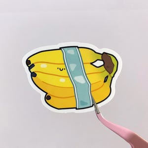 Banana Sticker – Cute Kawaii Fruit Vinyl Sticker, Fun Yellow Banana Sticker, Cartoon Fruit Sticker for Laptop, Journal, Water Bottle